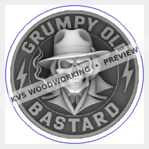 KVS Woodworking coin preview — Grumpy Old Bastard — Skull & Fedora