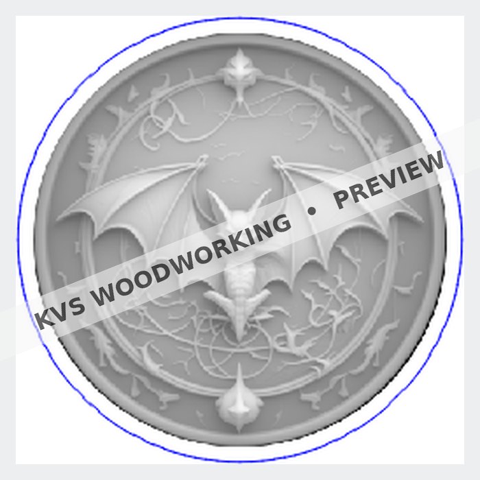 KVS Woodworking coin preview — Gothic Night Bat — Ornamental Relief