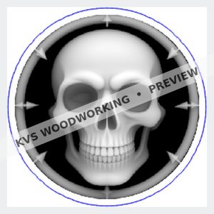 KVS Woodworking coin design — Skull in the Arrow Ring — Gothic Relief
