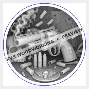 KVS Woodworking coin design — No Warning Shot