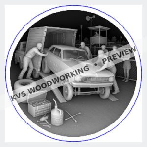 KVS Woodworking coin preview — NHRA 75th Anniversary — Pit Crew Mustang
