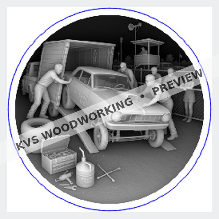 KVS Woodworking coin preview — NHRA 75th Anniversary — Pit Crew Mustang