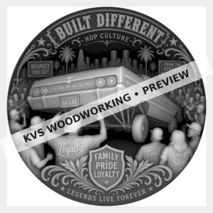Watermarked grayscale preview of Built Different — Lowrider Legends digital coin design