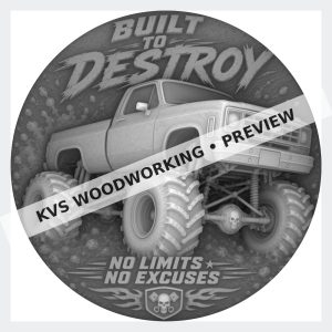 Watermarked grayscale preview of Built to Destroy — No Limits digital coin design
