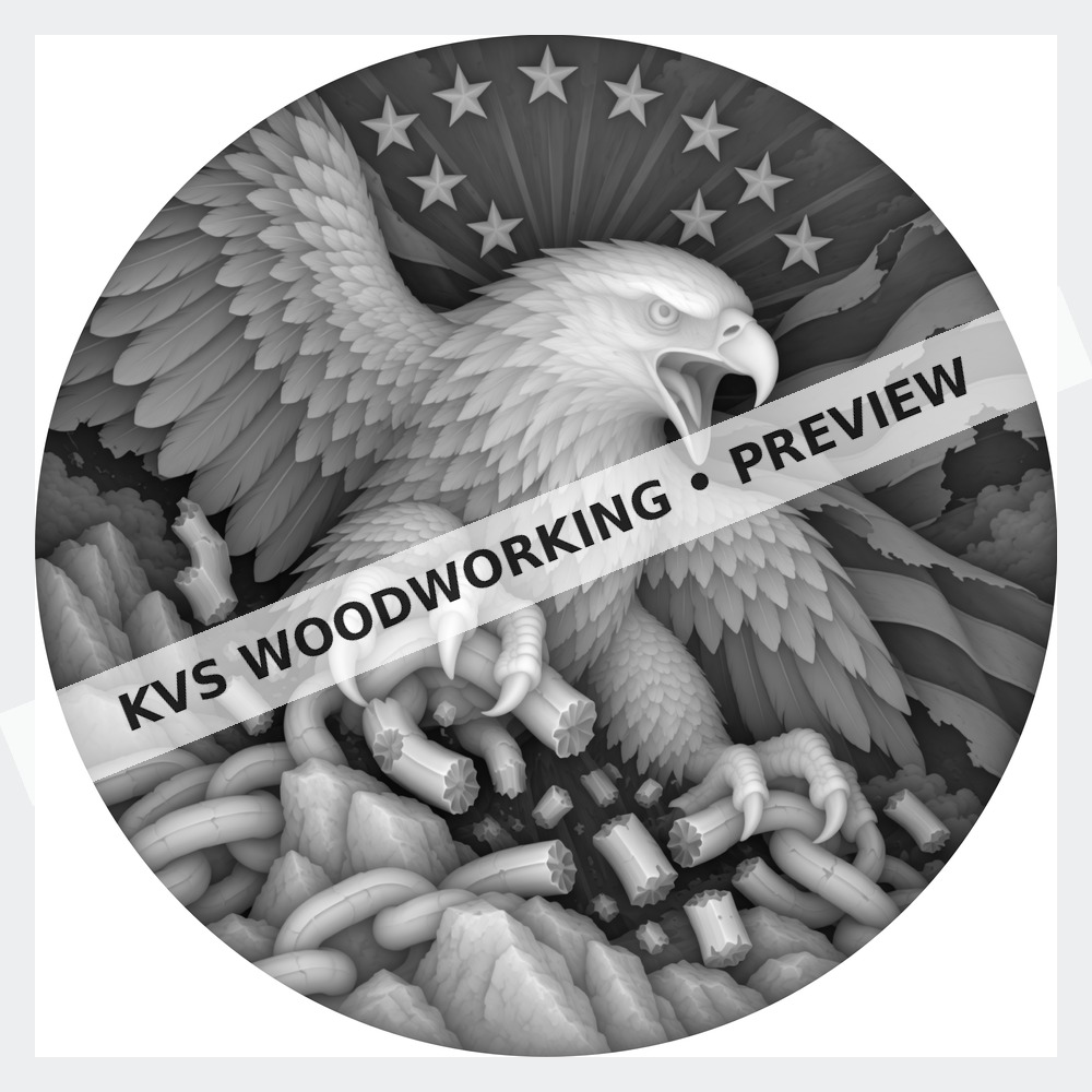 Watermarked grayscale preview of Chains No More — Eagle of Freedom digital coin design