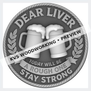 Watermarked grayscale preview of Dear Liver — Stay Strong digital coin design
