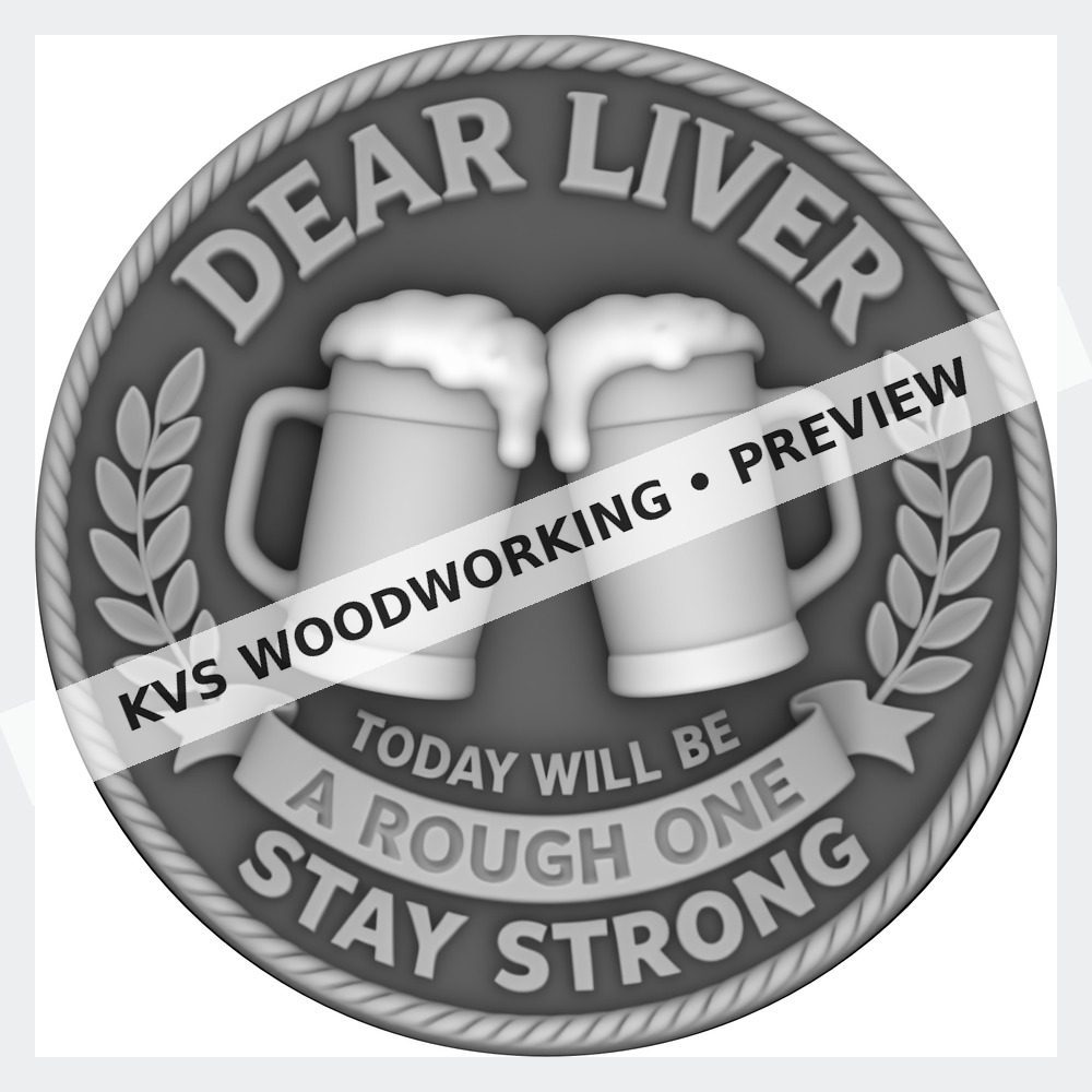 Watermarked grayscale preview of Dear Liver — Stay Strong digital coin design
