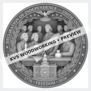 Watermarked grayscale preview of Declaration of Independence — 250th Anniversary digital coin design