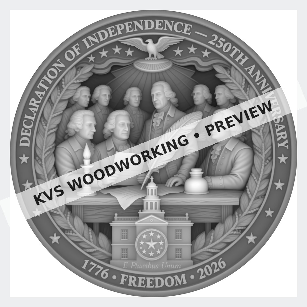 Watermarked grayscale preview of Declaration of Independence — 250th Anniversary digital coin design