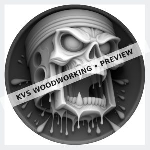 Watermarked grayscale preview of Fanged Piston — Screaming Skull digital coin design