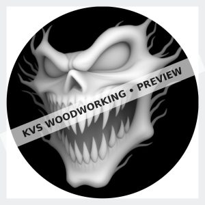 Watermarked grayscale preview of Fanged Skull — Fury digital coin design