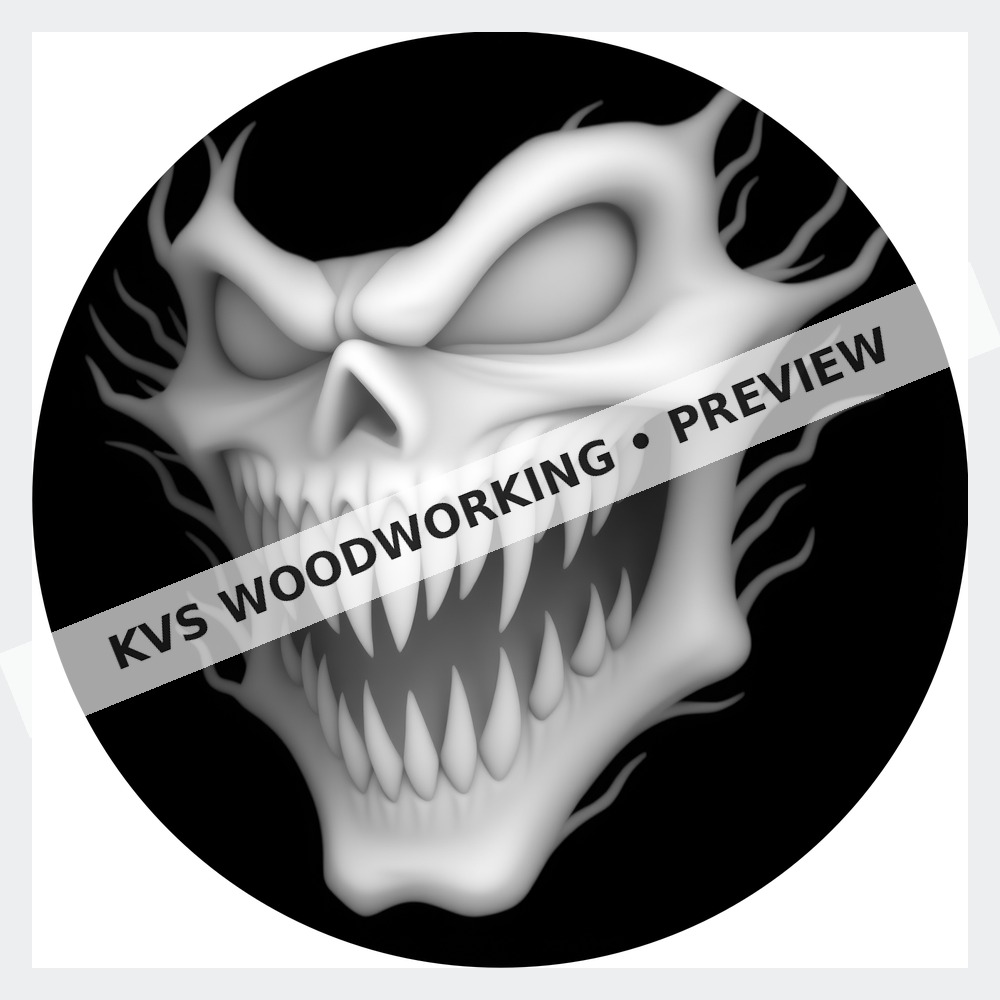 Watermarked grayscale preview of Fanged Skull — Fury digital coin design