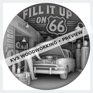 Watermarked grayscale preview of Fill It Up on 66 — Roadside Repair digital coin design
