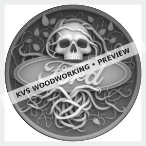 Watermarked grayscale preview of Ford — Skull and Roots digital coin design