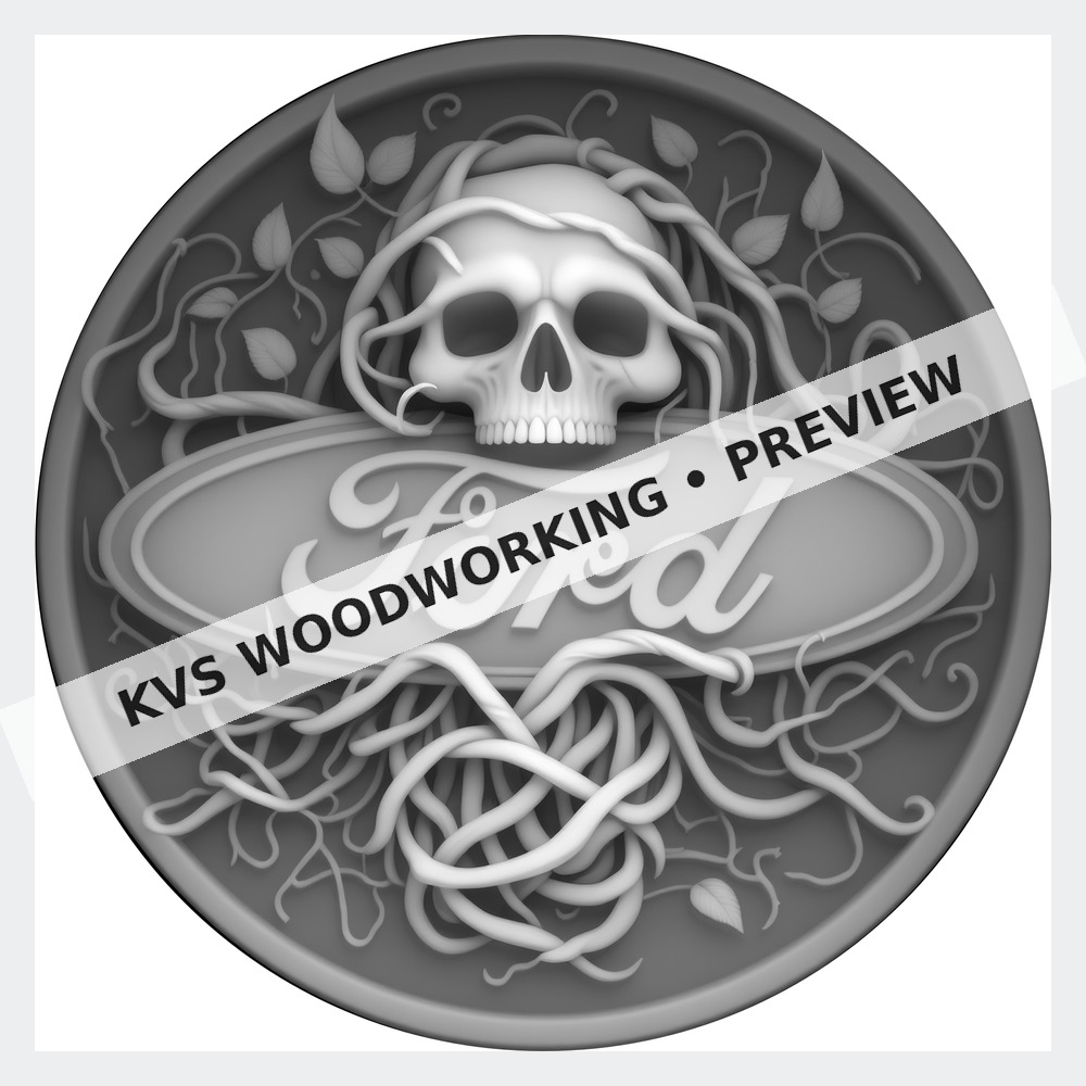Watermarked grayscale preview of Ford — Skull and Roots digital coin design
