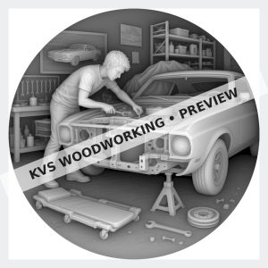 Watermarked grayscale preview of Garage Gearhead — Under the Hood digital coin design