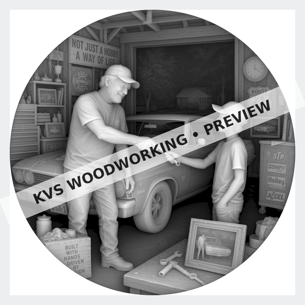 Watermarked grayscale preview of Gearhead Garage — Passing the Wrench digital coin design