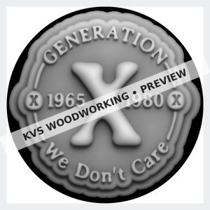 Watermarked grayscale preview of Generation X — We Don’t Care digital coin design