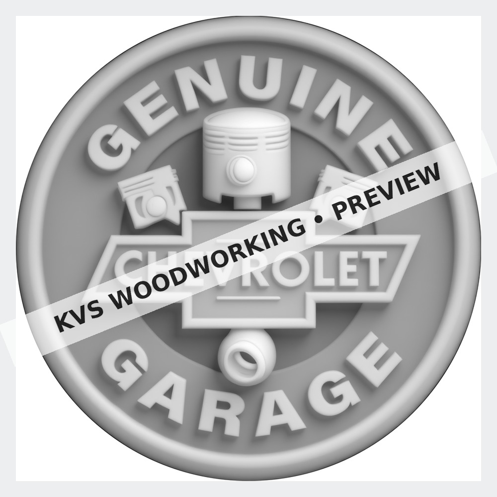 Watermarked grayscale preview of Genuine Chevrolet Garage digital coin design