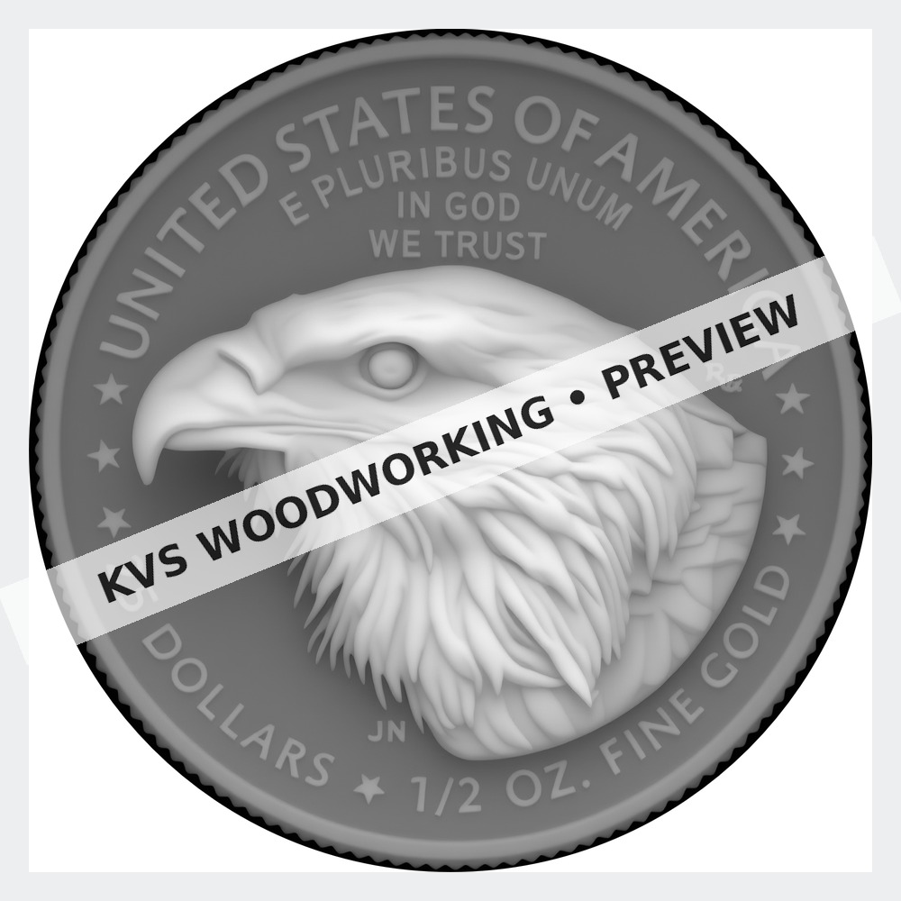 Watermarked grayscale preview of Gold Eagle — Eagle Head and Stars digital coin design