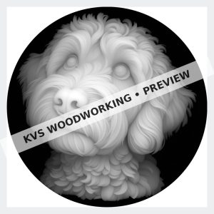 Watermarked grayscale preview of Goldendoodle — Shaggy Dog Portrait digital coin design