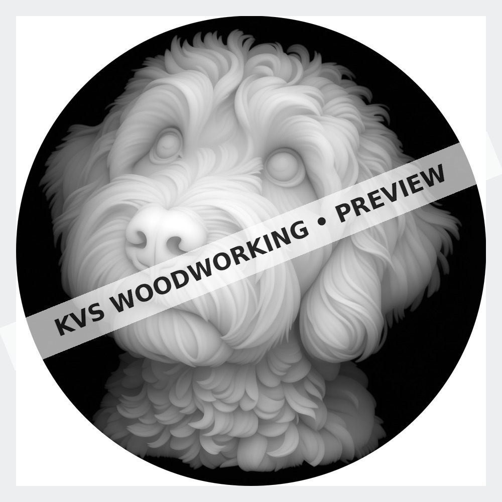 Watermarked grayscale preview of Goldendoodle — Shaggy Dog Portrait digital coin design