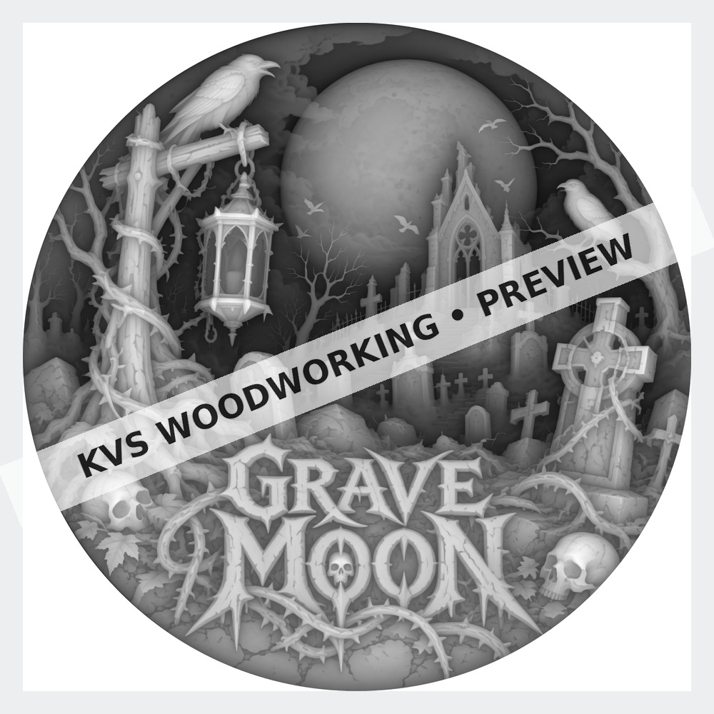 Watermarked grayscale preview of Grave Moon — Gothic Cemetery digital coin design