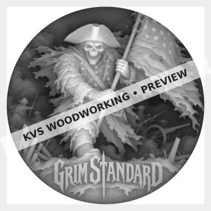 Watermarked grayscale preview of Grim Standard — Revolutionary Flag Bearer digital coin design