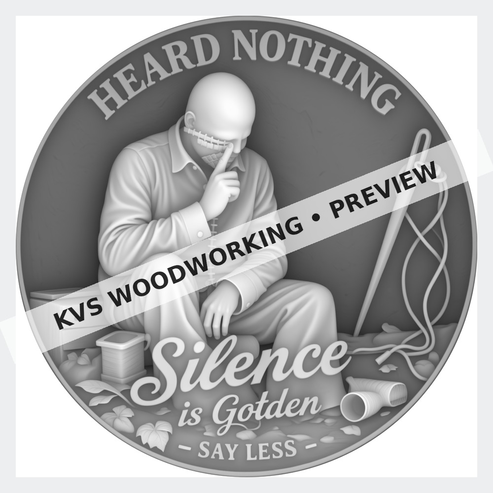 Watermarked grayscale preview of Heard Nothing — Silence Is Golden digital coin design