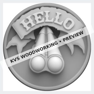 Watermarked grayscale preview of Hello — Double Barrel digital coin design