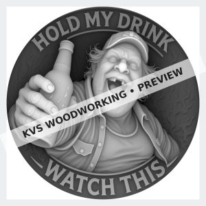 Watermarked grayscale preview of Hold My Drink — Watch This digital coin design