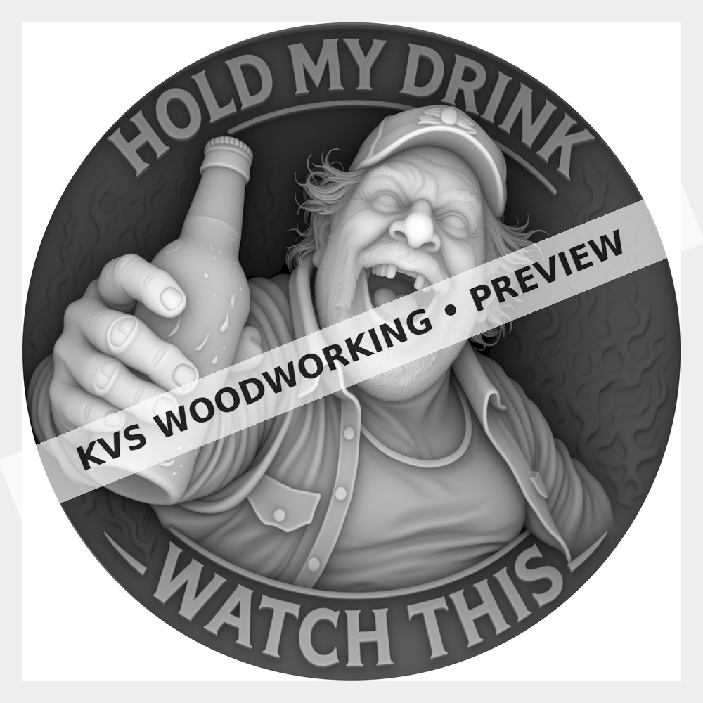 Watermarked grayscale preview of Hold My Drink — Watch This digital coin design