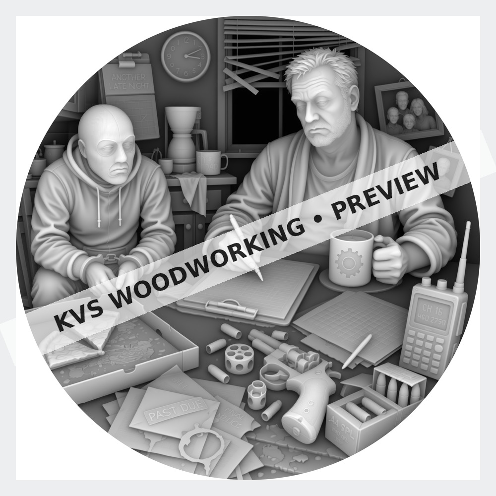 Watermarked grayscale preview of Hollow Points — Bench Work and Beer digital coin design