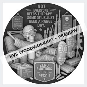 Watermarked grayscale preview of Hollow Points — Range Therapy digital coin design