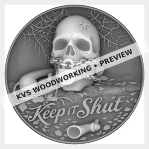 Watermarked grayscale preview of Keep It Shut — Locked Skull digital coin design