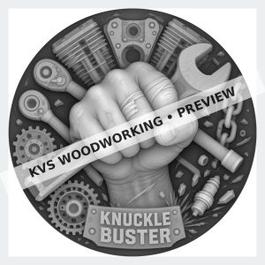 Watermarked grayscale preview of Knuckle Buster — Tools of the Trade digital coin design