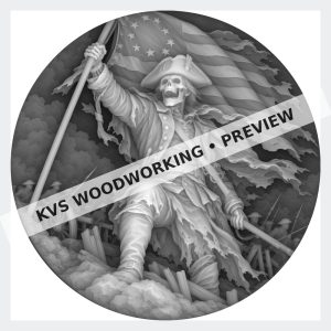 Watermarked grayscale preview of Liberty’s Grim Standard — Skeletal Patriot digital coin design