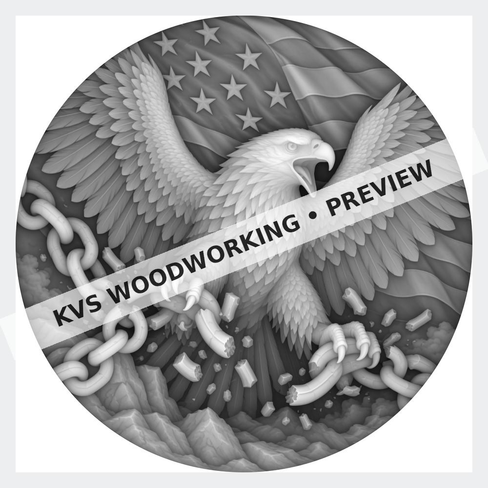 Watermarked grayscale preview of Liberty Unbound — Eagle Breaking Chains digital coin design