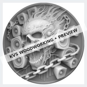 Watermarked grayscale preview of Metal Skull — Wall of Sound digital coin design