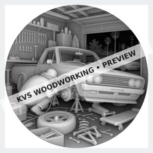 Watermarked grayscale preview of Mini Truck Life — Late Night Wrenching digital coin design