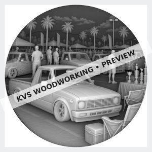 Watermarked grayscale preview of Mini Truck Life — Show Day digital coin design