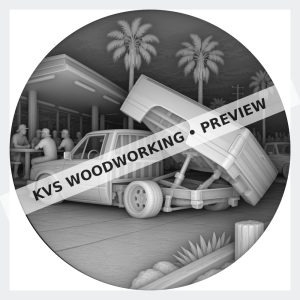 Watermarked grayscale preview of Mini Truck Life — Tilt Bed Custom digital coin design