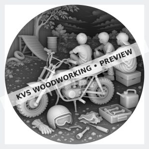 Watermarked grayscale preview of Minibike Life — Backyard Hangout digital coin design