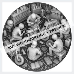 Watermarked grayscale preview of Minibike Life — Garage Build digital coin design
