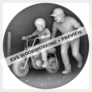 Watermarked grayscale preview of Minibike Life — Learning to Ride digital coin design
