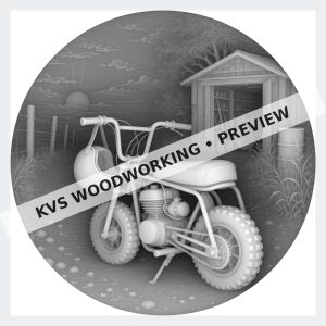 Watermarked grayscale preview of Minibike Life — Sunset by the Shed digital coin design