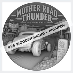 Watermarked grayscale preview of Mother Road Bound — Route 66 Journey digital coin design