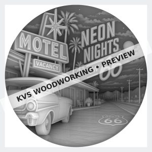 Watermarked grayscale preview of Neon Nights — Route 66 Motel digital coin design