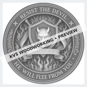Watermarked grayscale preview of Resist the Devil — James 4:7 digital coin design