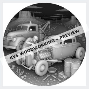 Watermarked grayscale preview of Route 66 Gas and Oil — Roadside Engine Repair digital coin design